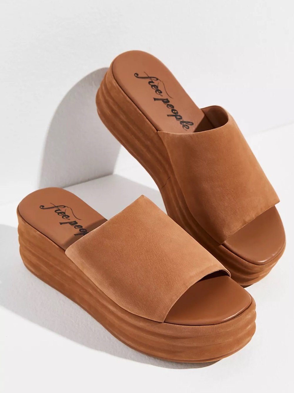 🌻EUC Free People Harbor Flatform Sandals Brown Platform Slide Women's 37.5/7